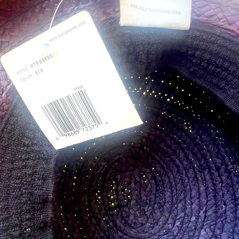 LIZ Claiborne Purple Straw Weaved Hat comfort Band Feature Made in China NWT - Picture 12 of 12